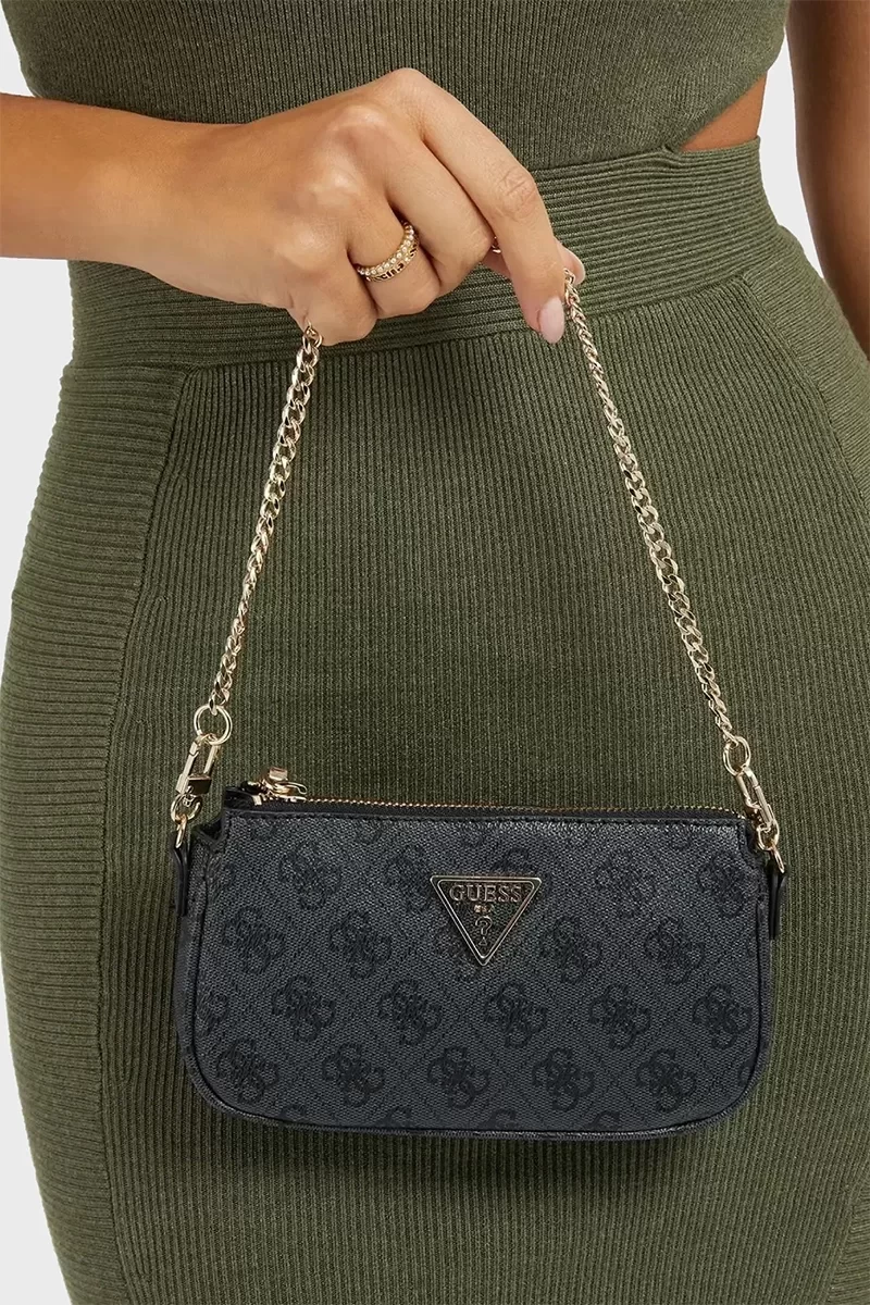 Guess Noelle Dbl Pouch Crossbody Kadın Antrasit Mini Çanta HWBG7879710-CLO