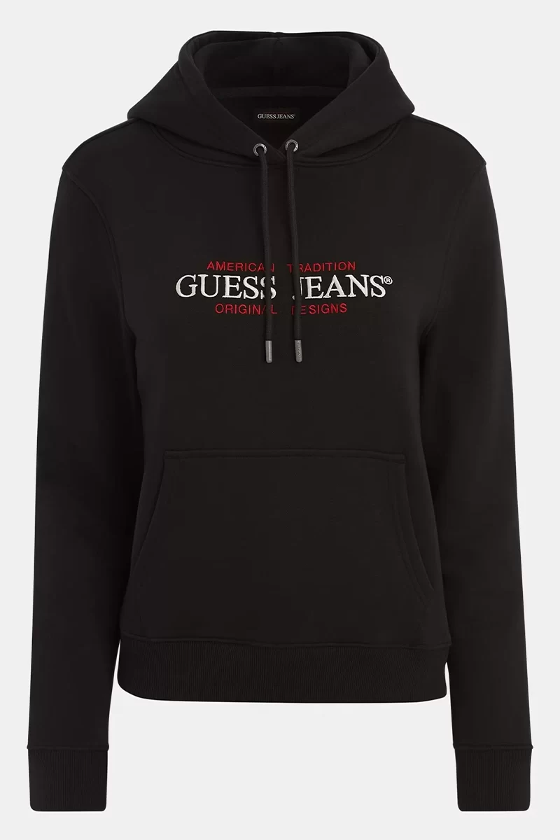 Guess jeans Gj Hood Os Amerıcan Tr Sweat Kadın Siyah Sweatshirt W4YQ15KC811-JBLK