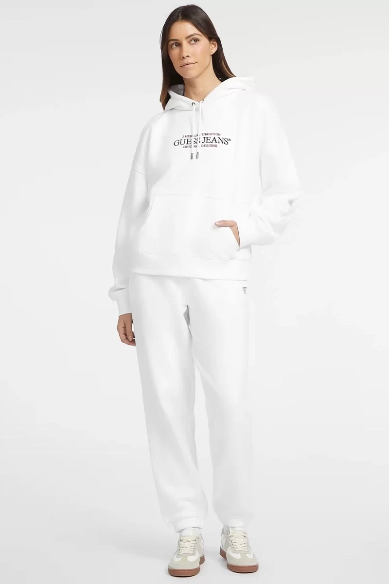 Guess jeans Gj Hood Os Amerıcan Tr Sweat Kadın Beyaz Sweatshirt W4YQ15KC811-G011