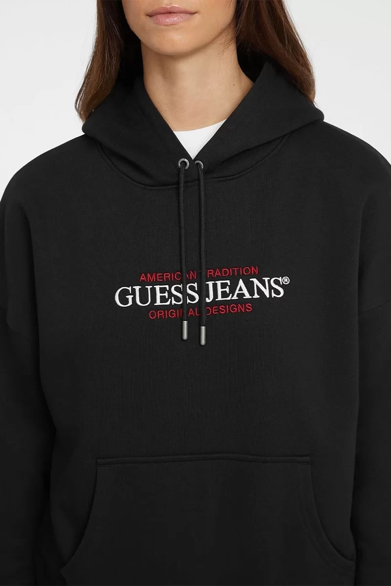 Guess jeans Gj Hood Os Amerıcan Tr Sweat Kadın Siyah Sweatshirt W4YQ15KC811-JBLK