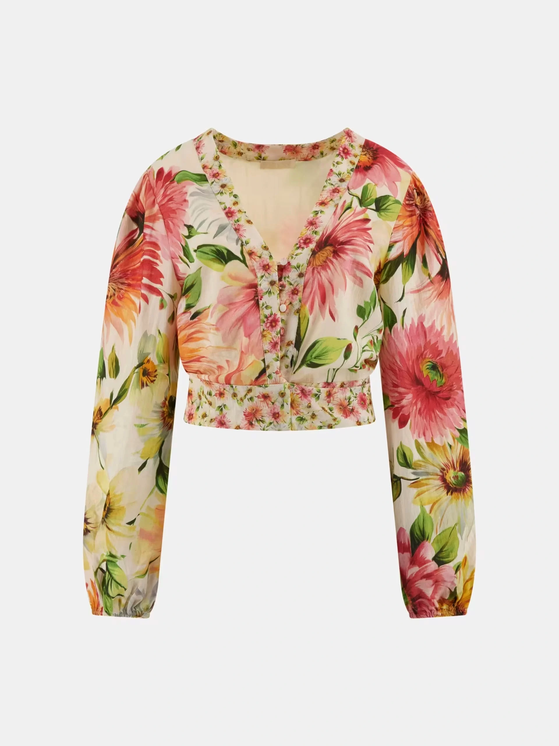 Guess Ls Colette V Neck Bow Top Kadın Çok Renkli Bluz W5GH40WG4G0-P0IY