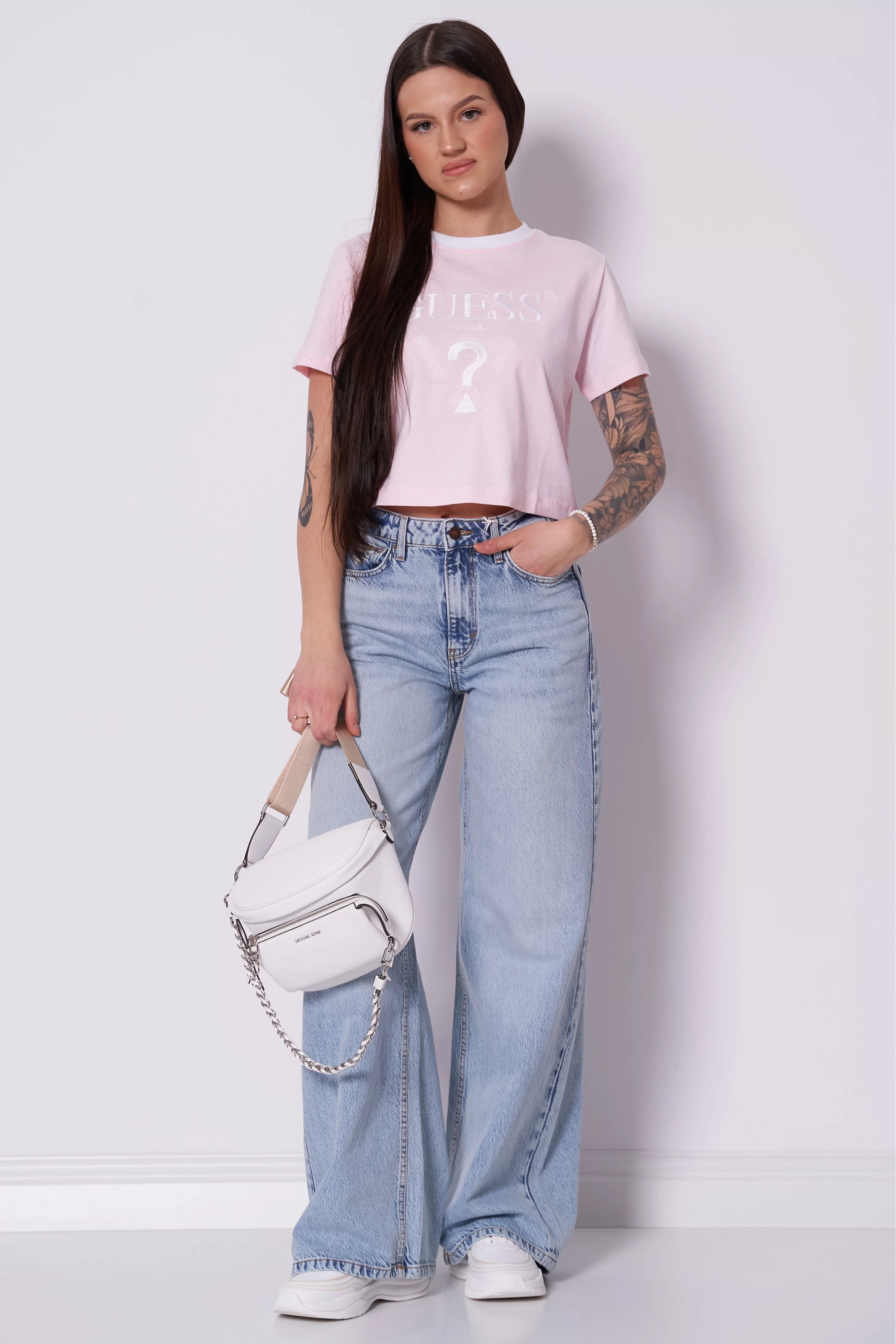 Guess Fılanta Crop Tee Kadın Pembe T-Shirt V5GI18I3Z14-G644