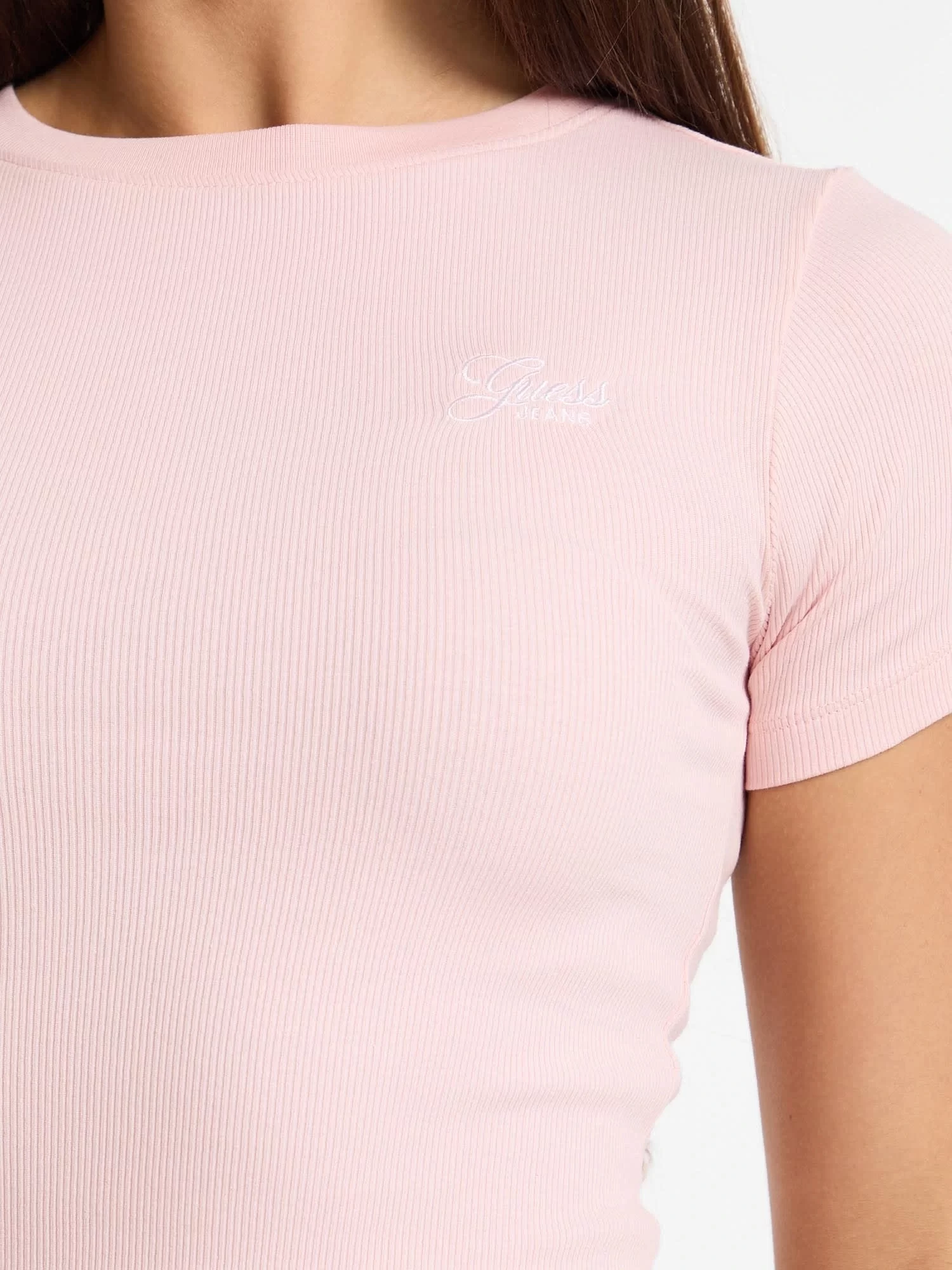 Guess jeans Gj Ss Cn Embro Slım Top Kadın Pembe T-Shirt W5GP62KA0H1-G6R4