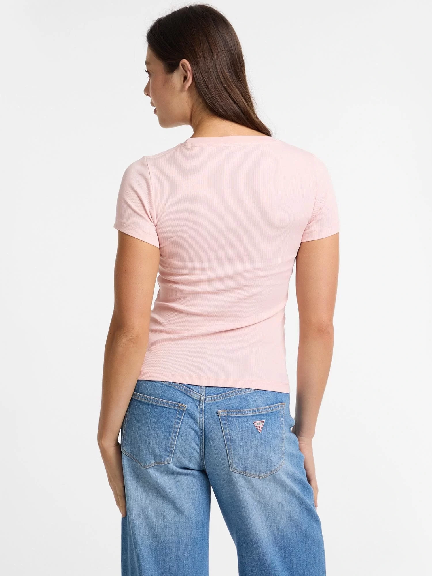 Guess jeans Gj Ss Cn Embro Slım Top Kadın Pembe T-Shirt W5GP62KA0H1-G6R4