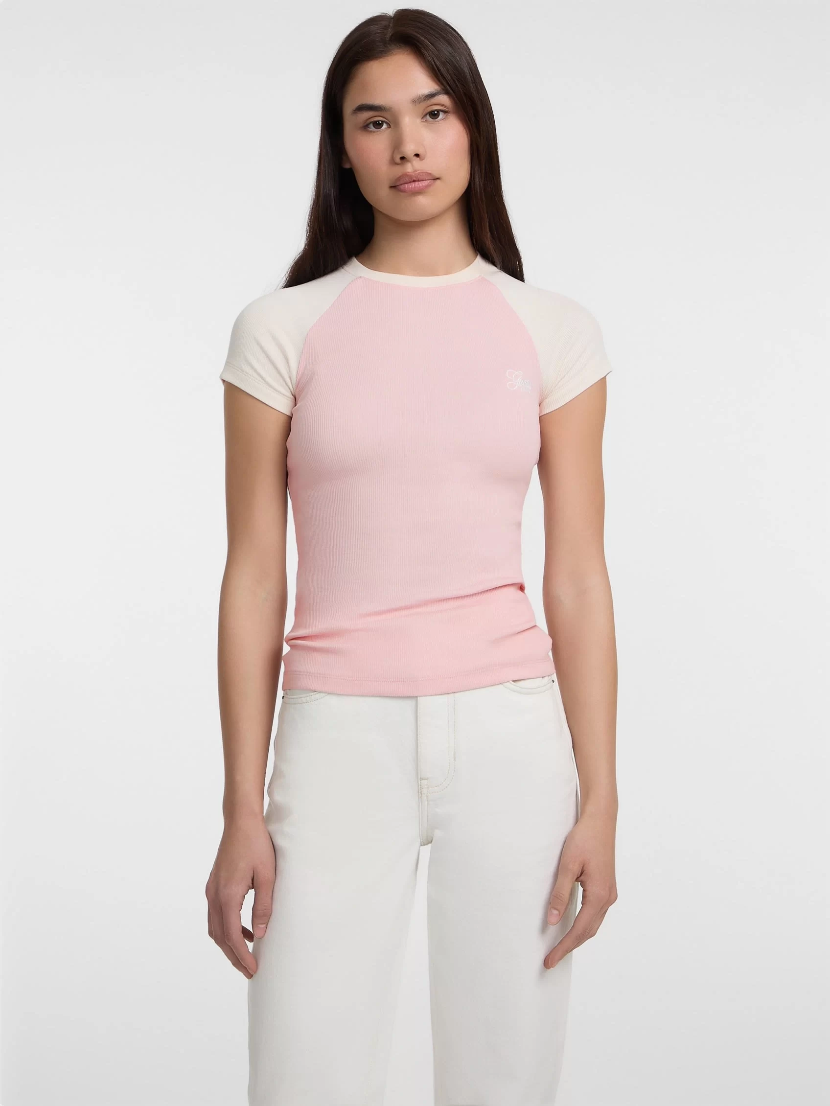 Guess jeans Gj Ss Raglan Cn Embro Slım Top Kadın Çok Renkli T-Shirt W5GP61KA0H1-A61G