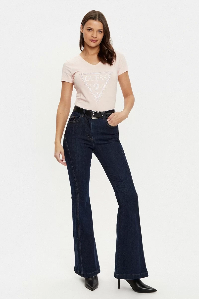 Guess Ss Vn Python Trıangle Tee Kadın Pembe T-Shirt W5RI21J1314-A61L