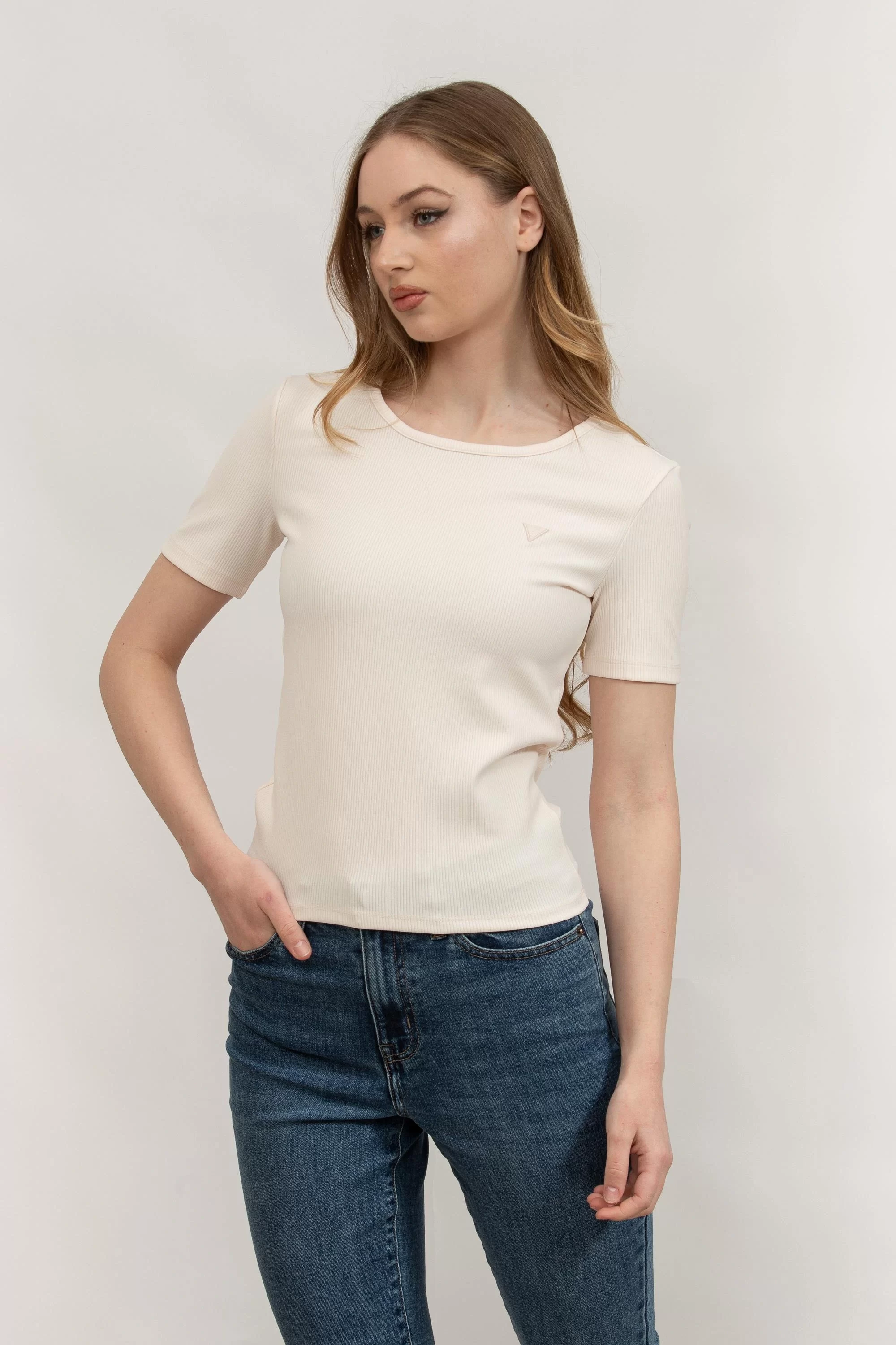Guess Steffı Ss T-Shırt Kadın Krem T-Shirt V5RI04KCLH0-G6F4