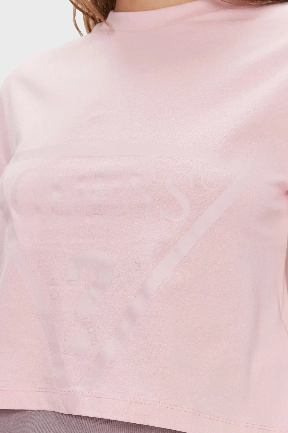 Guess Adele Crop T-Shırt Kadın Pembe T-Shirt V2YI06K8HM0-G6O1