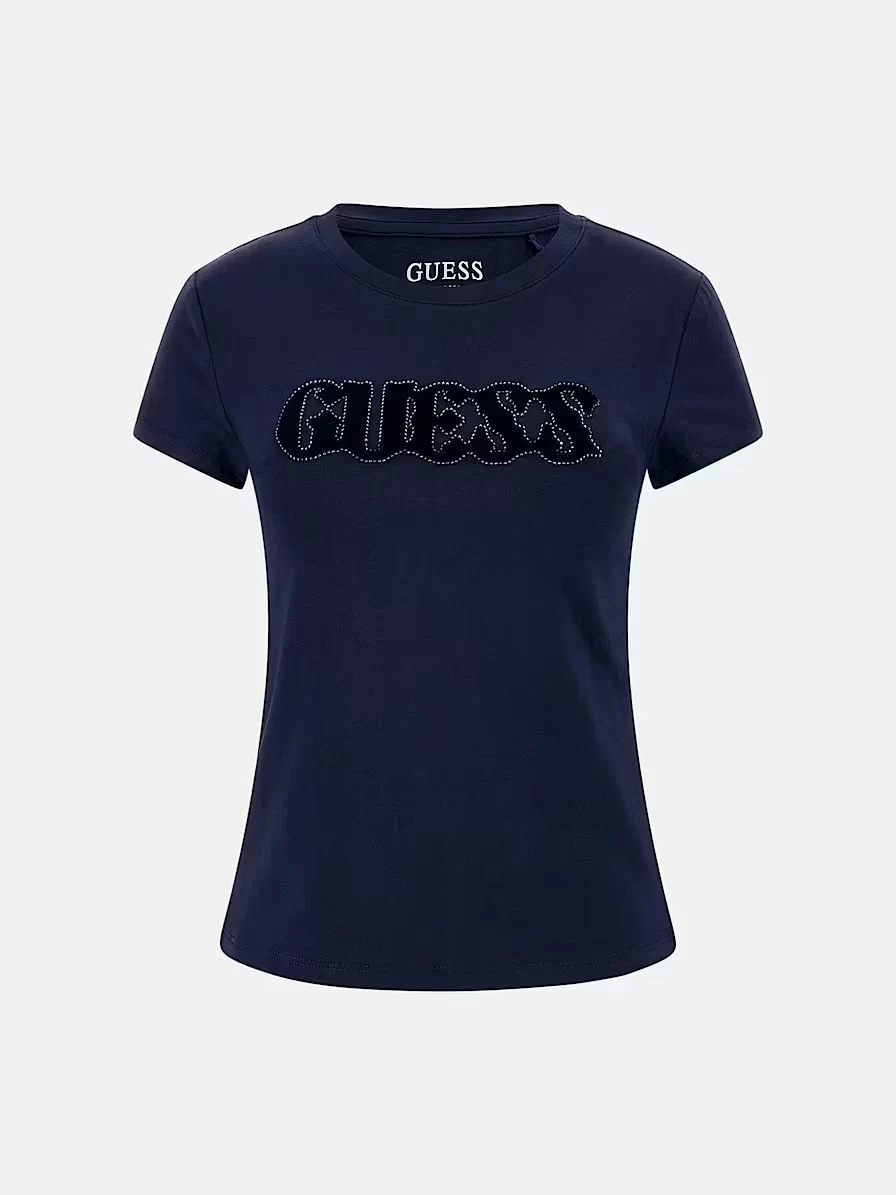 Guess Ss Pony Haır Logo R5 Tee Kadın Lacivert T-Shirt W5GI42J1314-G7P1