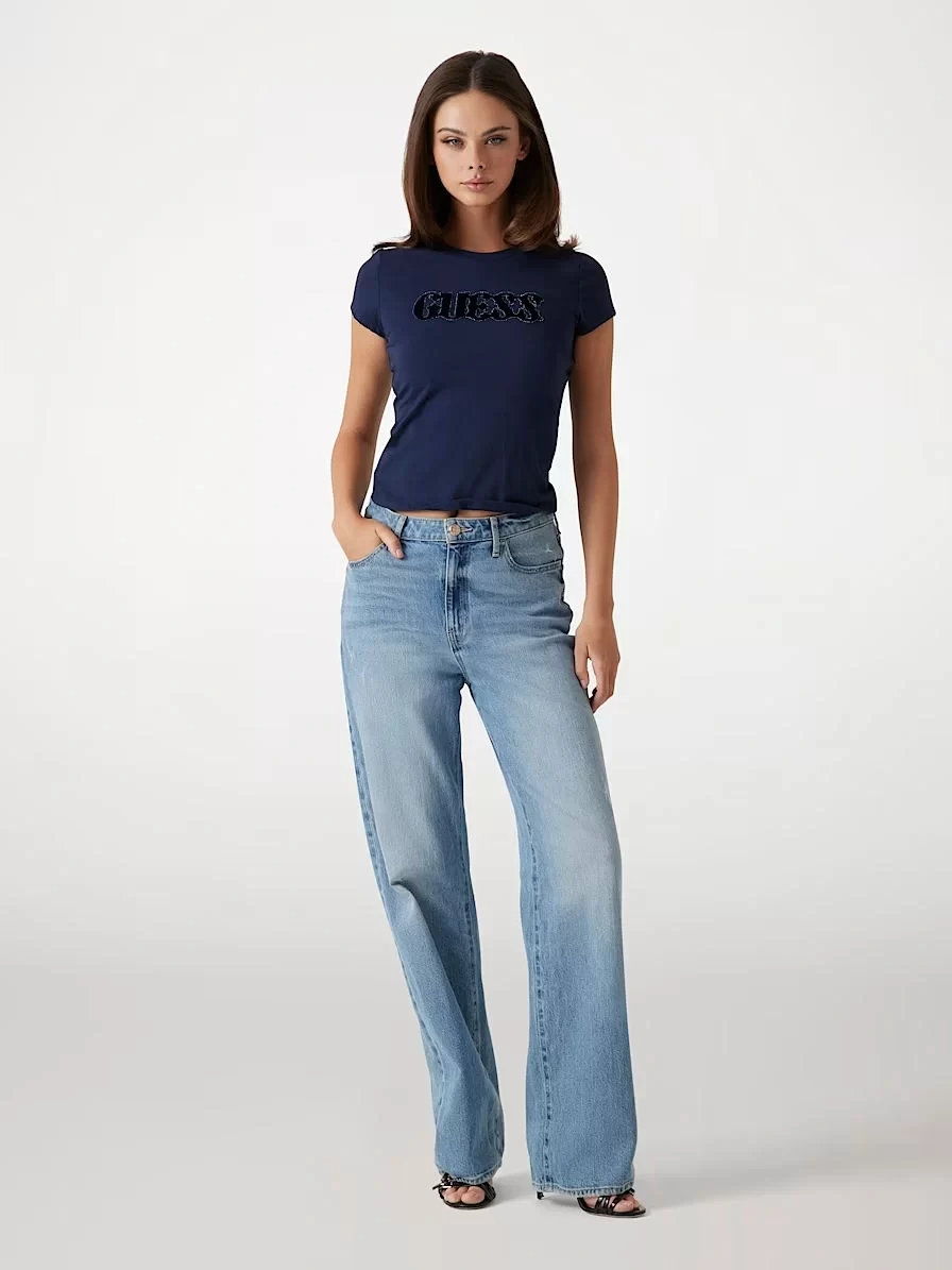 Guess Ss Pony Haır Logo R5 Tee Kadın Lacivert T-Shirt W5GI42J1314-G7P1