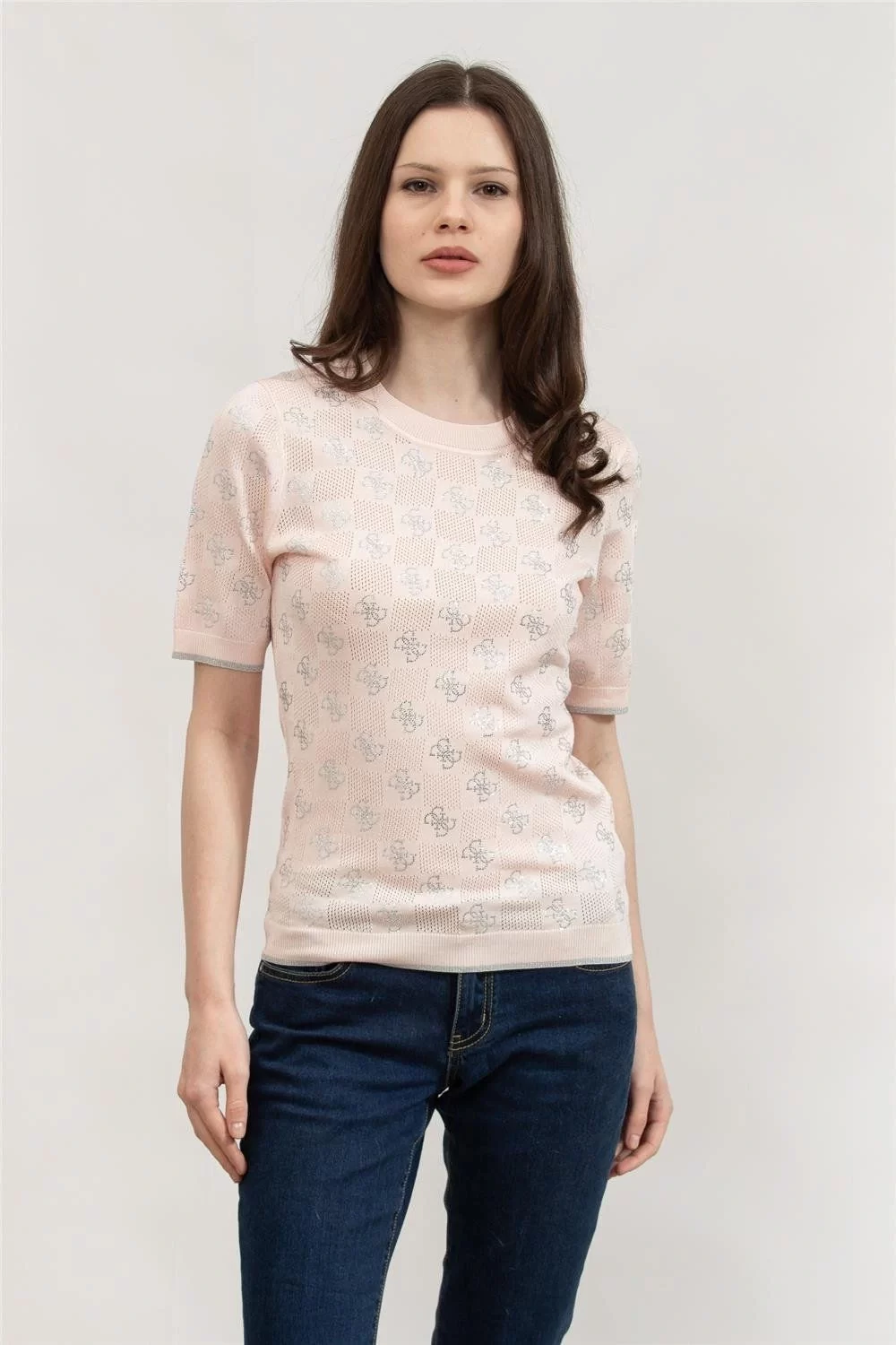 Guess Rosıe 4G Rn Ss Swtr Kadın Pembe Kazak W5GR20Z3D60-A60W