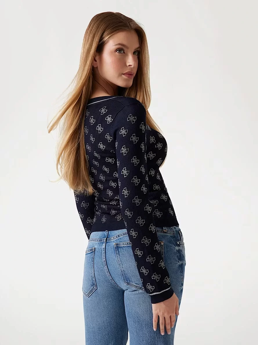 Guess Rosıe 4G Vn Ls Swtr Kadın Lacivert Kazak W5GR07Z3D60-G7P1