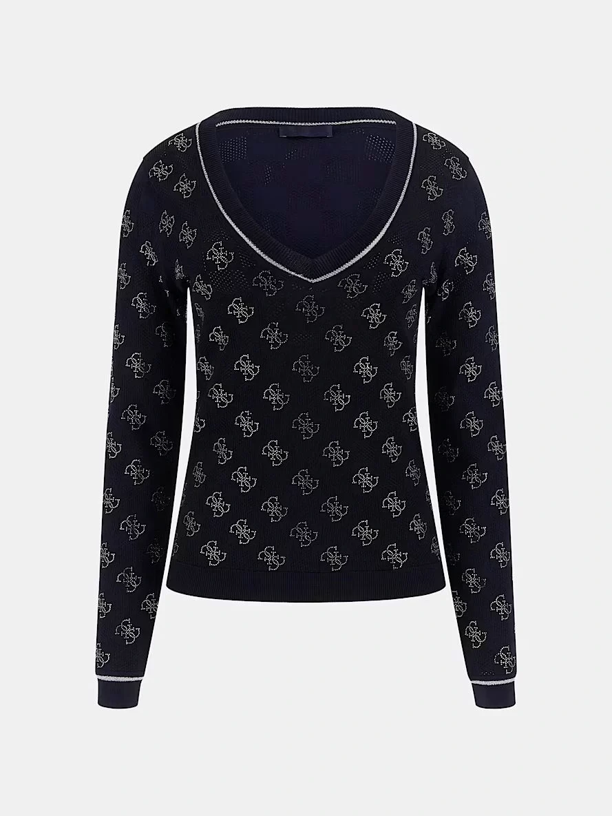 Guess Rosıe 4G Vn Ls Swtr Kadın Lacivert Kazak W5GR07Z3D60-G7P1