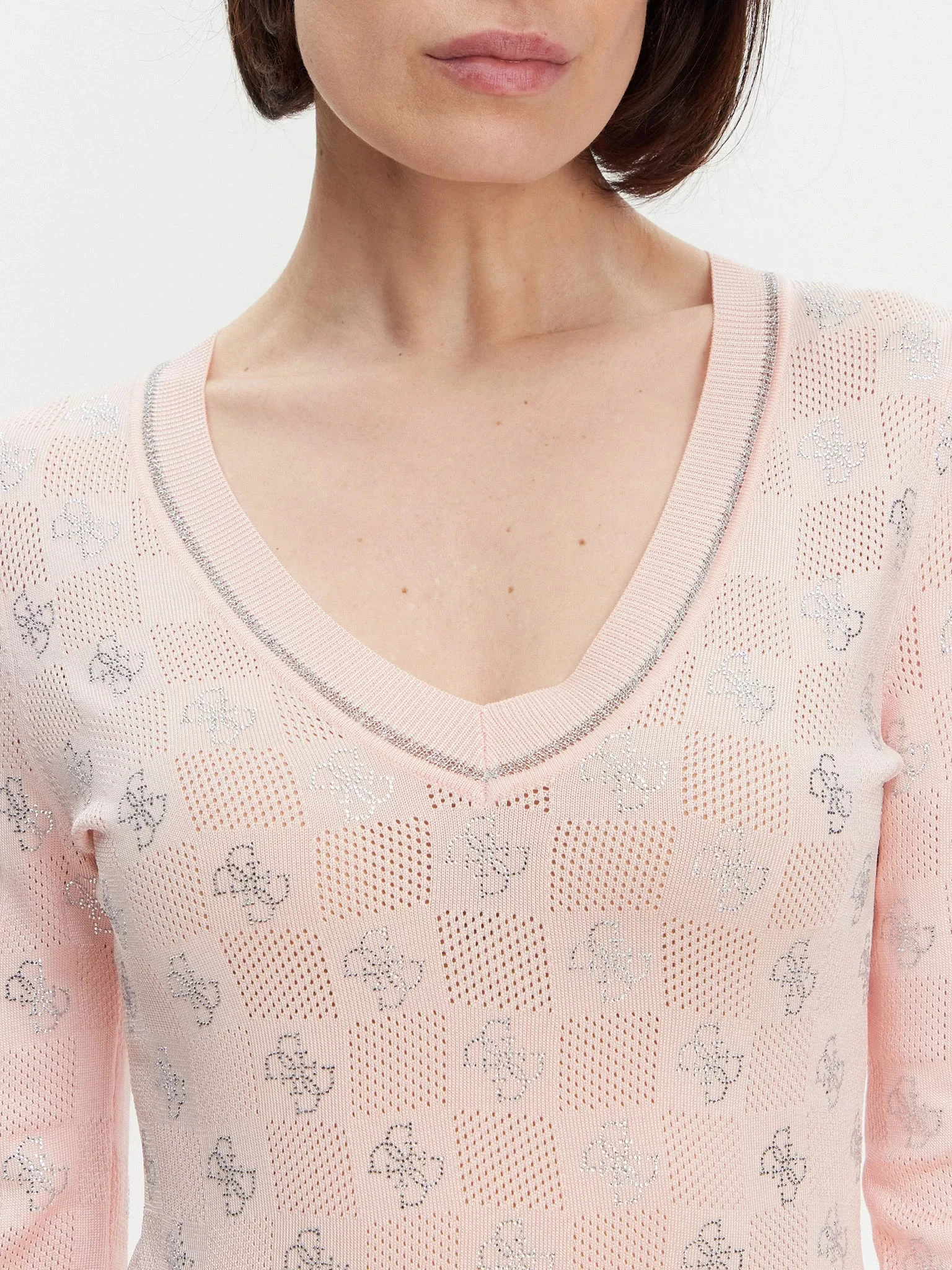 Guess Rosıe 4G Vn Ls Swtr Kadın Pembe Kazak W5GR07Z3D60-A60W