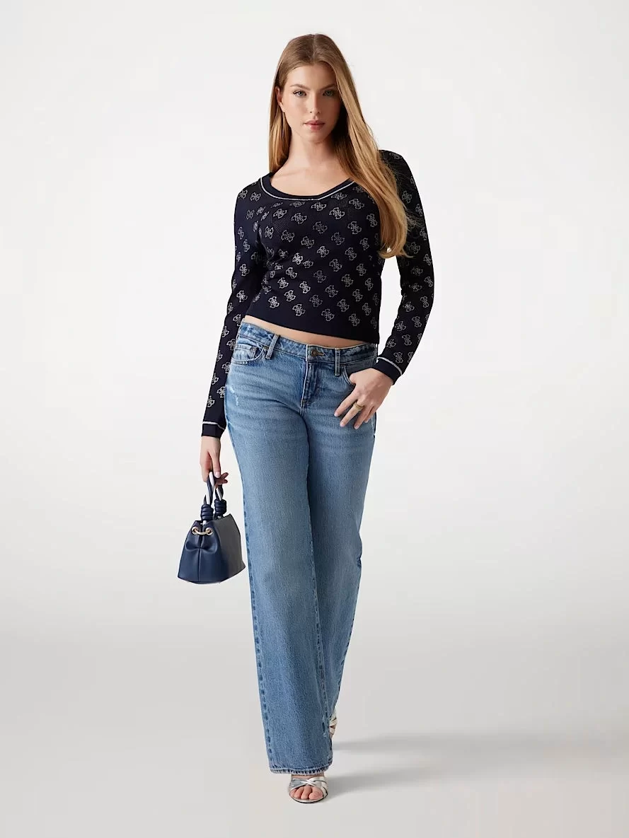 Guess Rosıe 4G Vn Ls Swtr Kadın Lacivert Kazak W5GR07Z3D60-G7P1