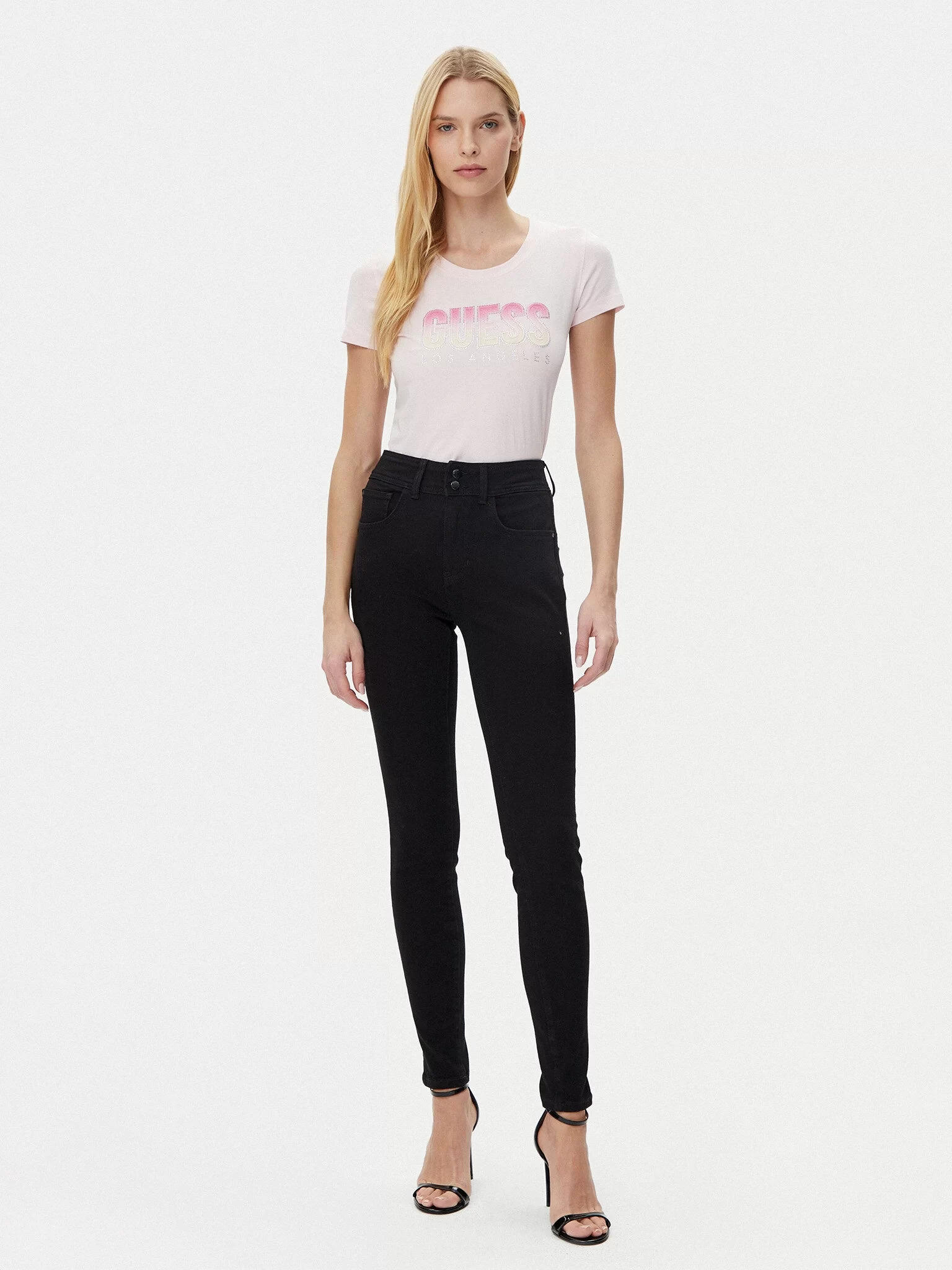Guess Cn Ss Glıtter Degrade Logo Tee Kadın Pembe T-Shirt W5GI14J1314-A60W