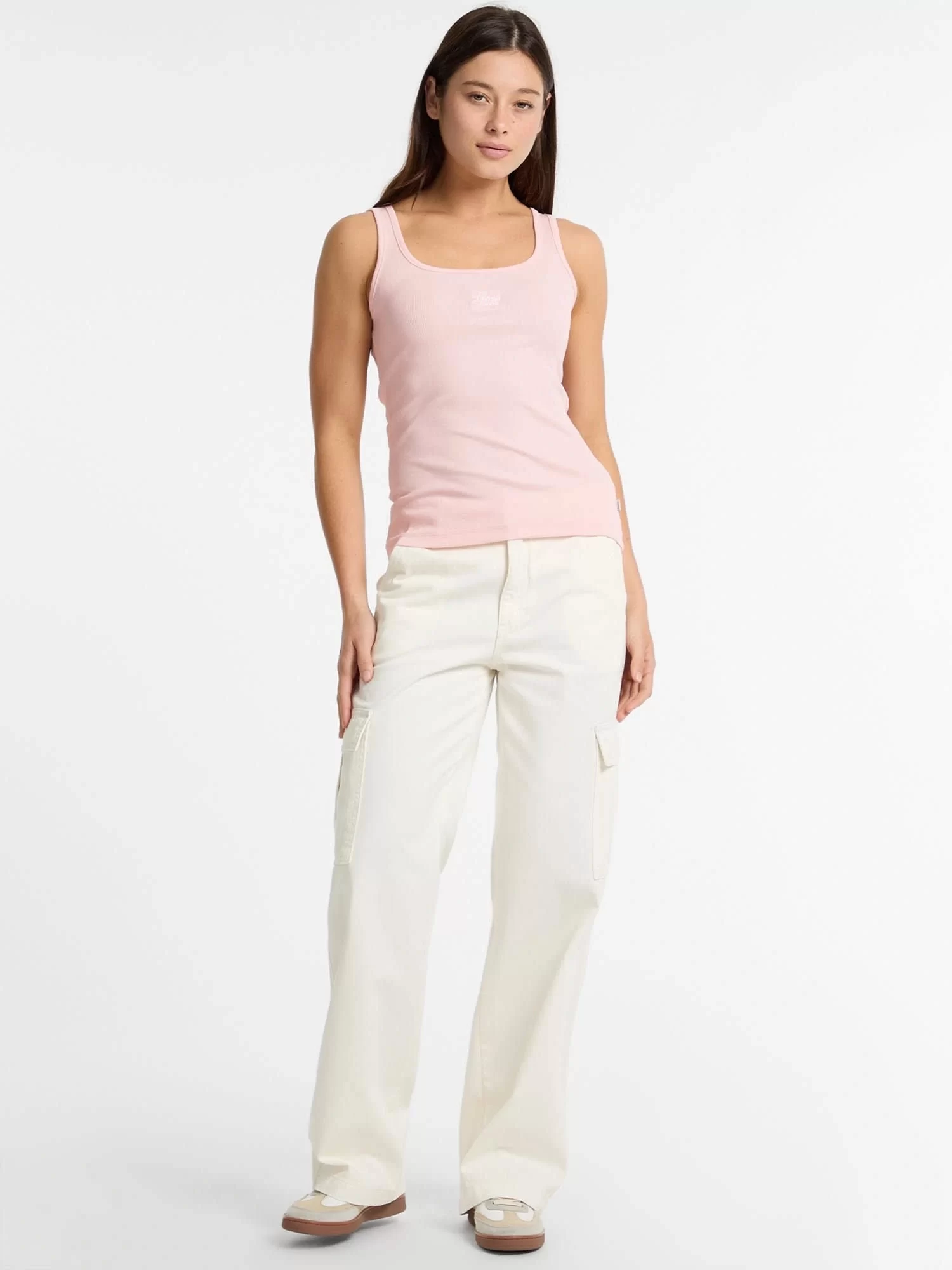 Guess jeans Gj Tank Top Slım Rıb Embro Kadın Pembe Atlet W5GP26KA0H1-G6R4