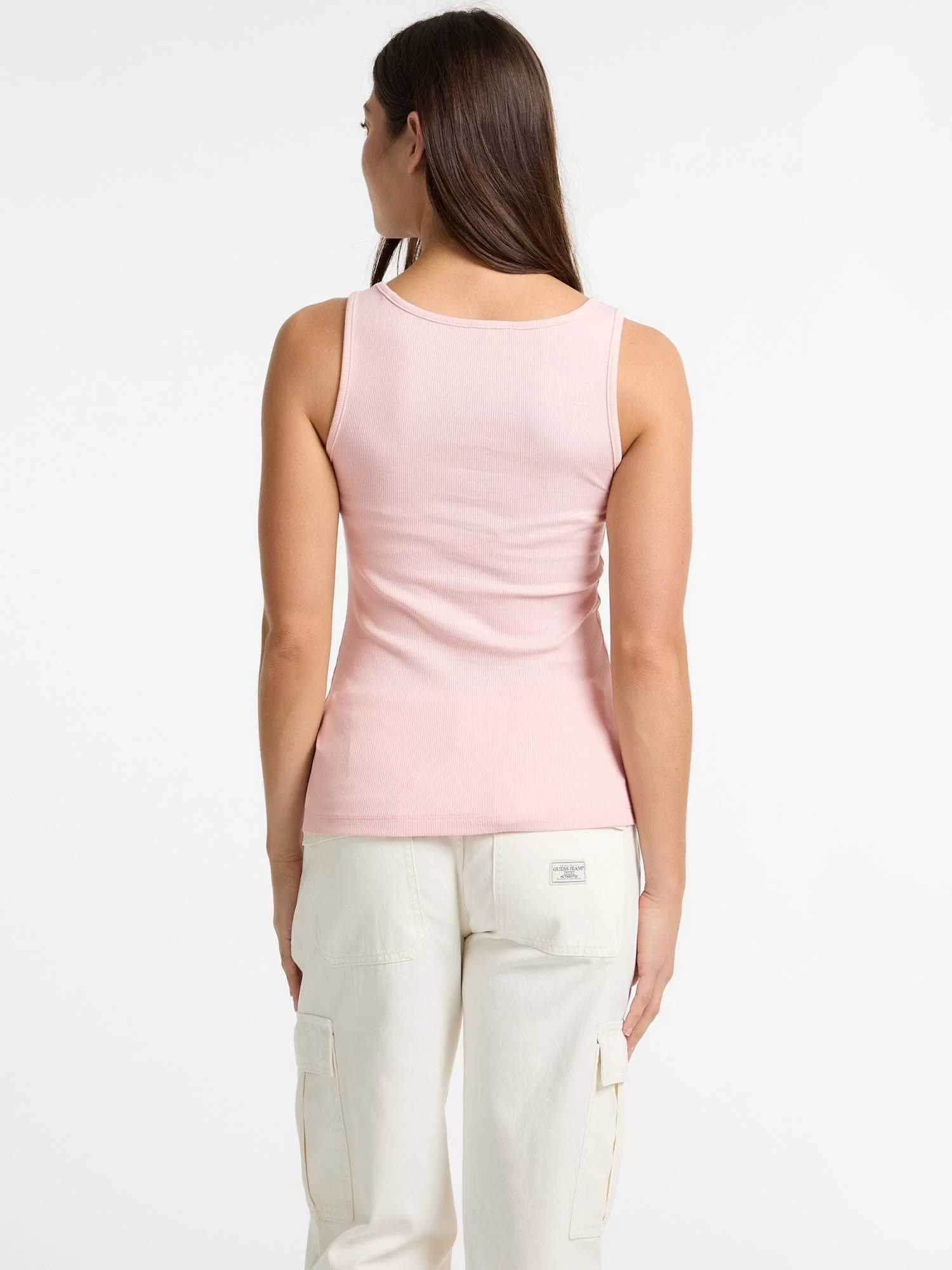 Guess jeans Gj Tank Top Slım Rıb Embro Kadın Pembe Atlet W5GP26KA0H1-G6R4