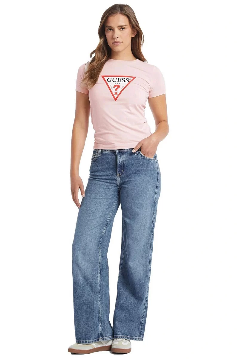 Guess jeans Gj Ss Cn Slım Iconıc Tee Kadın Pembe T-Shirt W4YI04J1314-G682