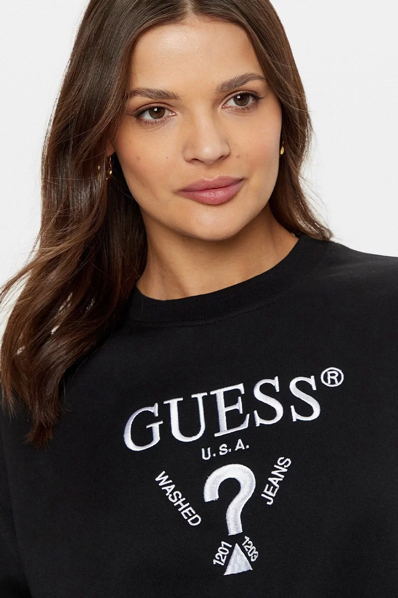 Guess Roberta Cn Sweatshırt Kadın Siyah Sweatshirt V5RQ12KC3D2-JBLK
