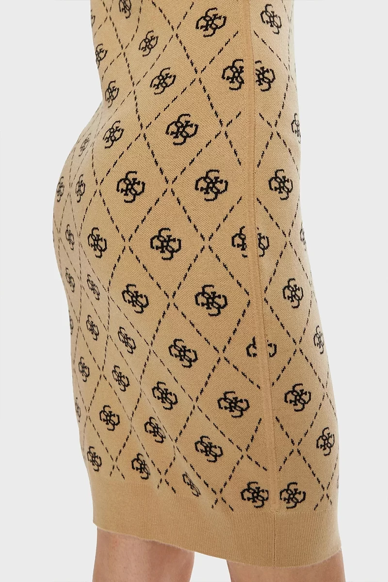 Guess Sarah 4G Sl Dress Swtr Kadın Kahverengi Elbise W4BK98Z3JD2-FN3N