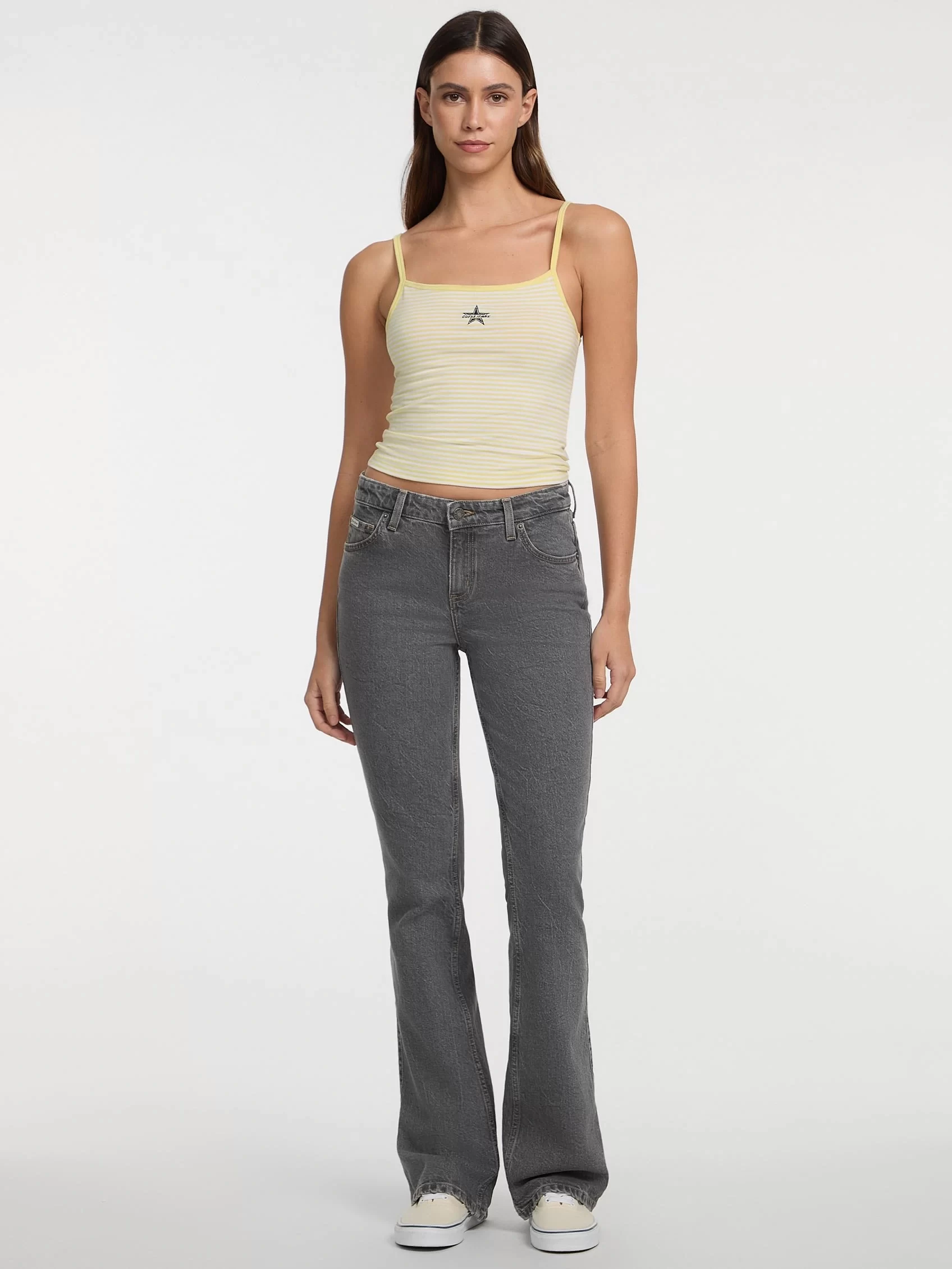 Guess jeans Gj Emb Star Tank Top Strıped Kadın Sarı Atlet W5GP35KCIE1-S20U