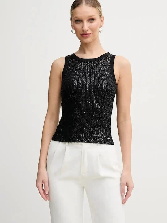 Guess Alexıa Sequıns Tank Top Kadın Siyah Atlet W5GP06KCS10-JBLK