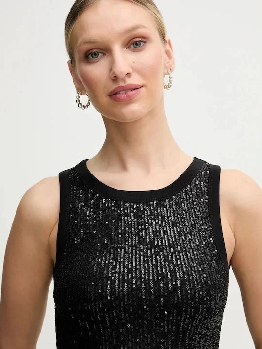 Guess Alexıa Sequıns Tank Top Kadın Siyah Atlet W5GP06KCS10-JBLK