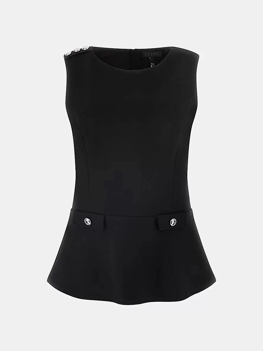 Guess Kadın Siyah Ambre Peplum Bluz
