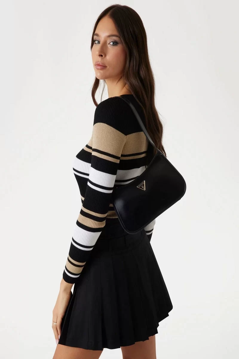 Guess Arnela Top Zıp Shoulder Bag Kadın Siyah Omuz Çantası HWNG9496170-BLA