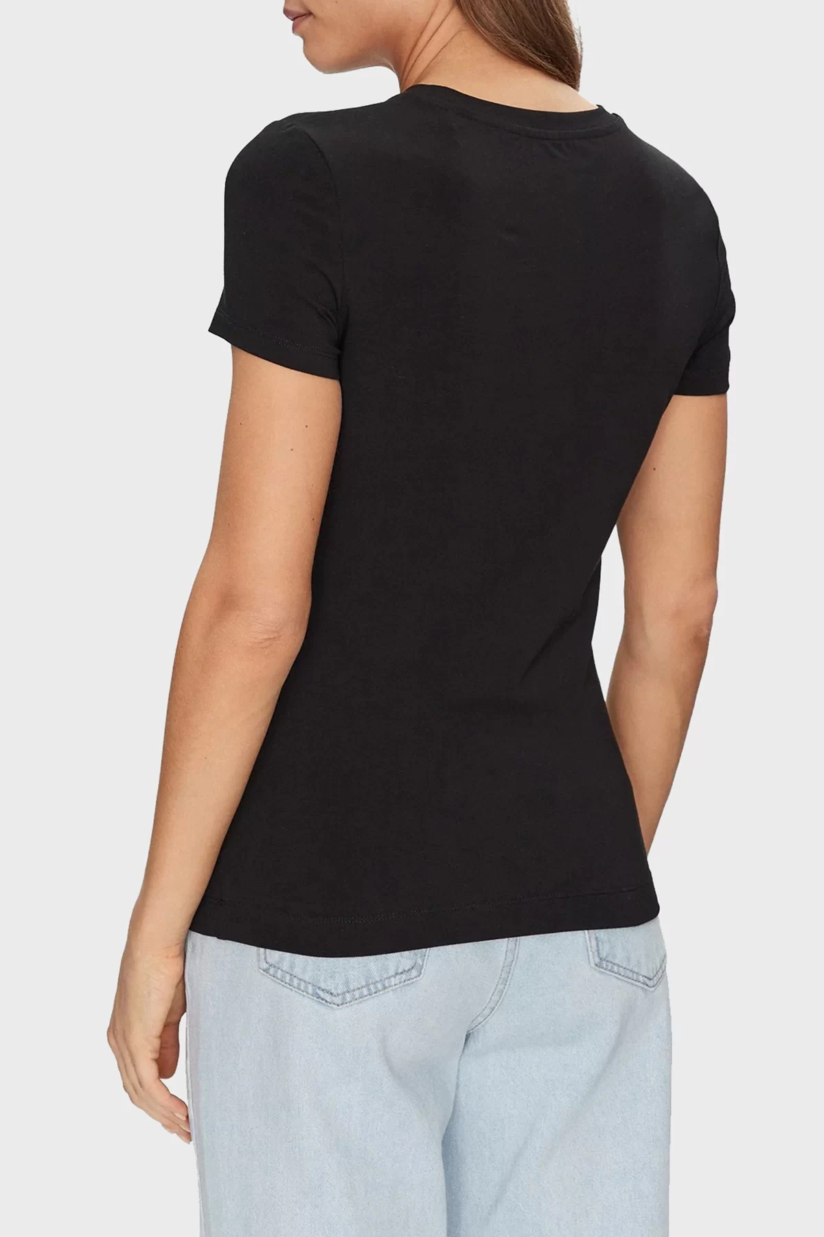Guess Cn Ss Logo Lace Tee Kadın Siyah T-Shirt W5GI04J1314-JBLK