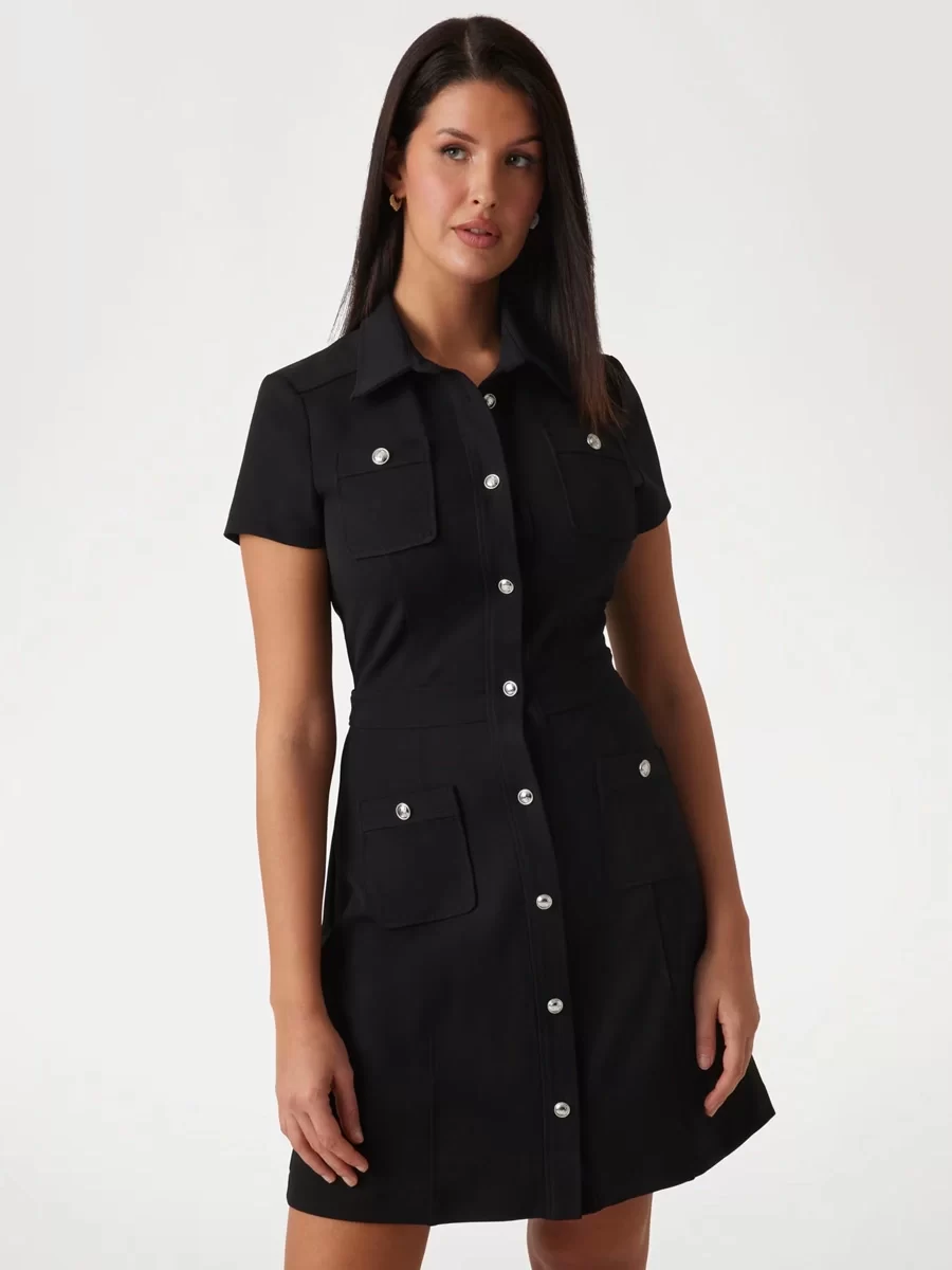 Guess Es Ss Elora Pockets Dress Kadın Siyah Elbise W5GK70KCBO2-JBLK