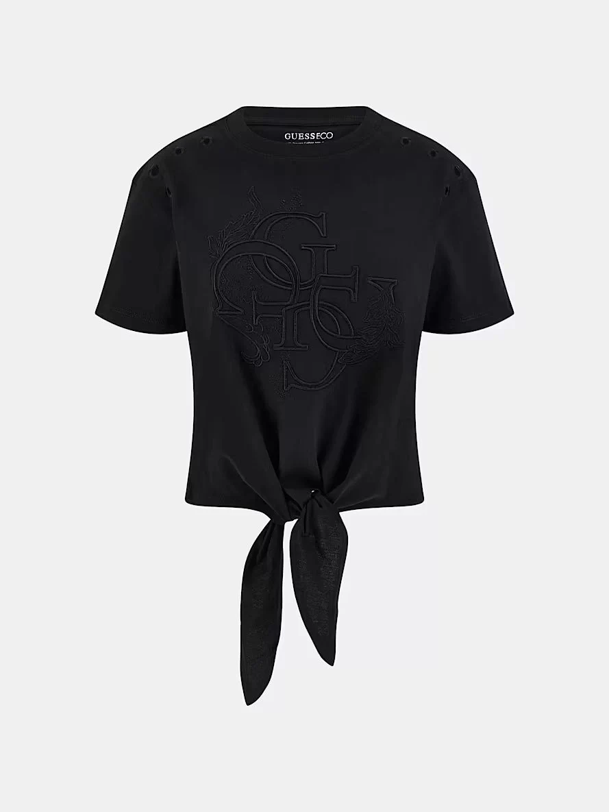 Guess Kadın Siyah Eyelet Ton Sür Ton Tişört