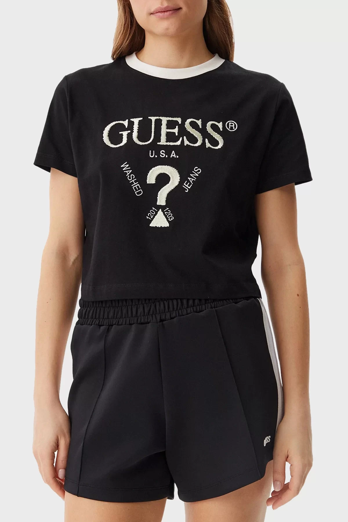 Guess Fılanta Crop Tee Kadın Siyah T-Shirt V5GI18I3Z14-JBLK