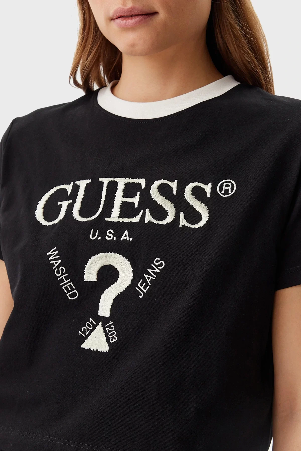 Guess Fılanta Crop Tee Kadın Siyah T-Shirt V5GI18I3Z14-JBLK