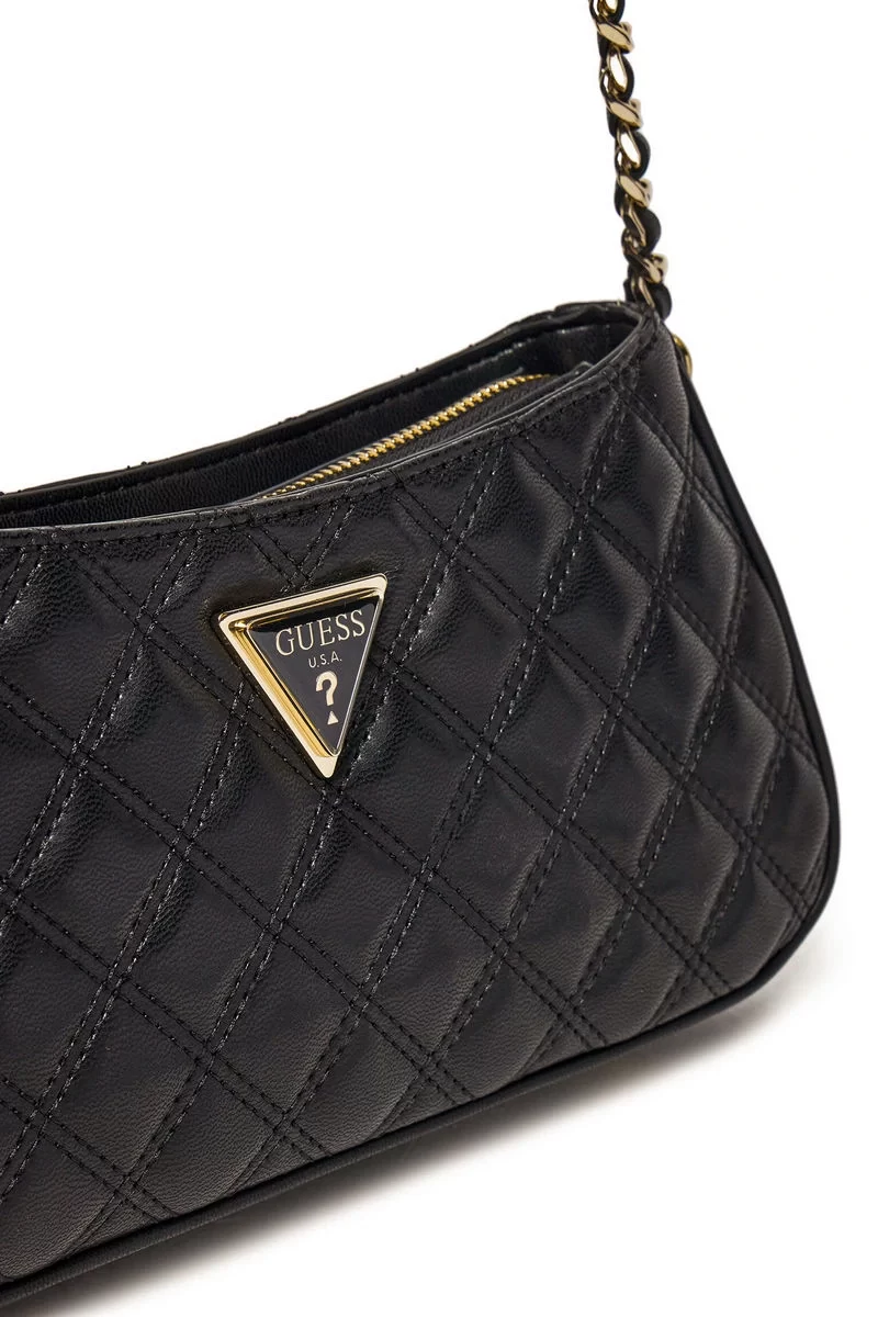 Guess Gıully Top Zıp Shoulder Bag Kadın Siyah Omuz Çantası HWQG8748160-BLA