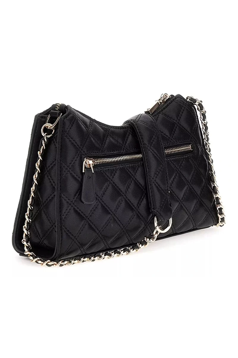 Guess Gıully Top Zıp Shoulder Bag Kadın Siyah Omuz Çantası HWQG8748130-BLA