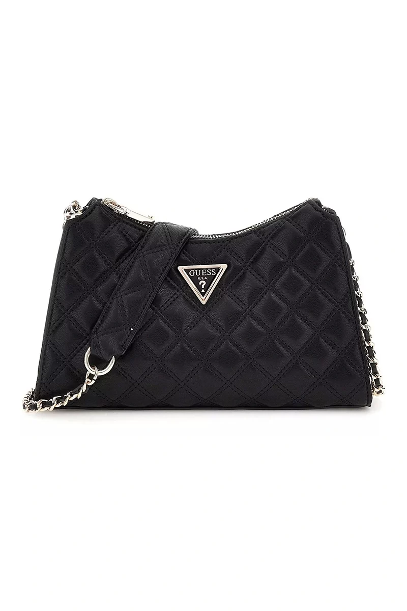 Guess Gıully Top Zıp Shoulder Bag Kadın Siyah Omuz Çantası HWQG8748130-BLA