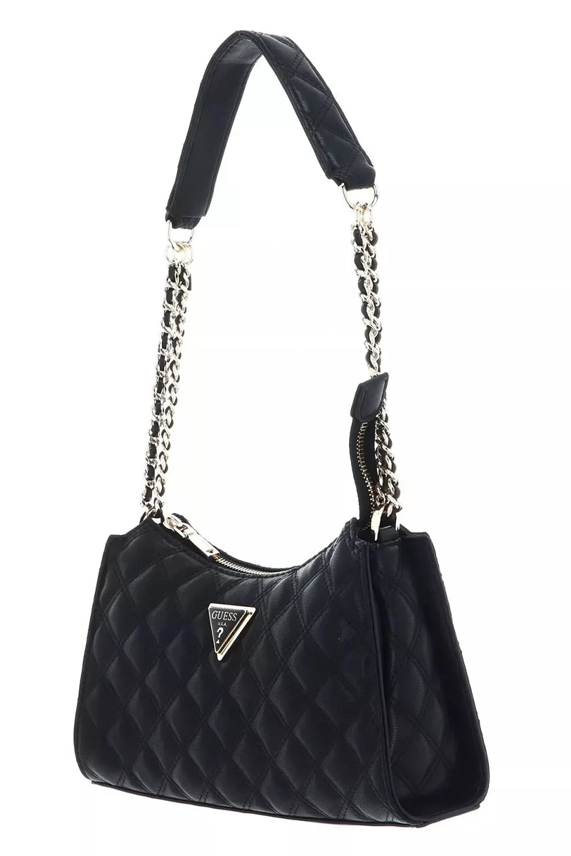 Guess Gıully Top Zıp Shoulder Bag Kadın Siyah Omuz Çantası HWQG8748130-BLA