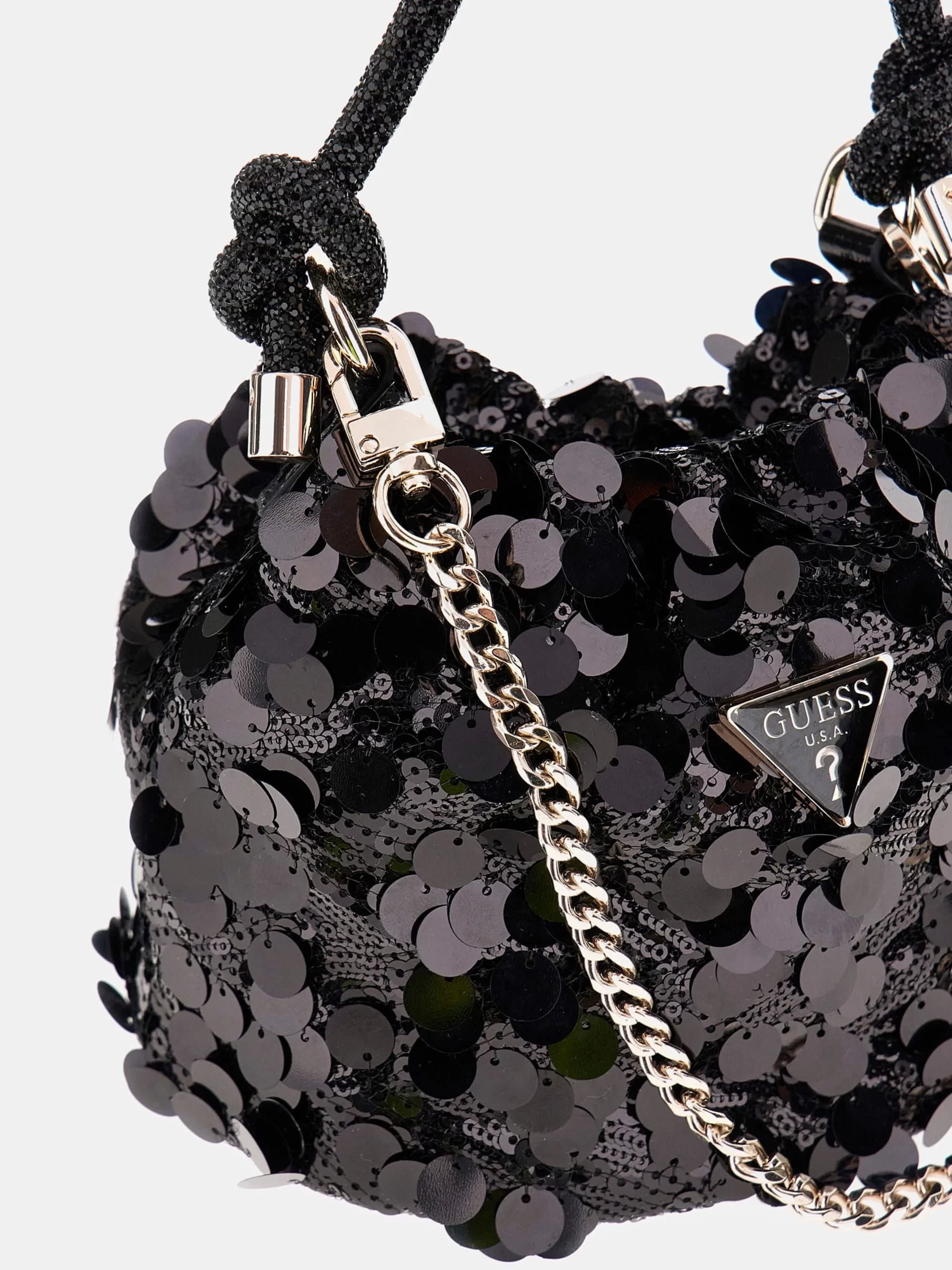 Guess Holıday Shıne Top Handle Pouch Kadın Siyah Omuz Çantası HWEG9538750-BLA