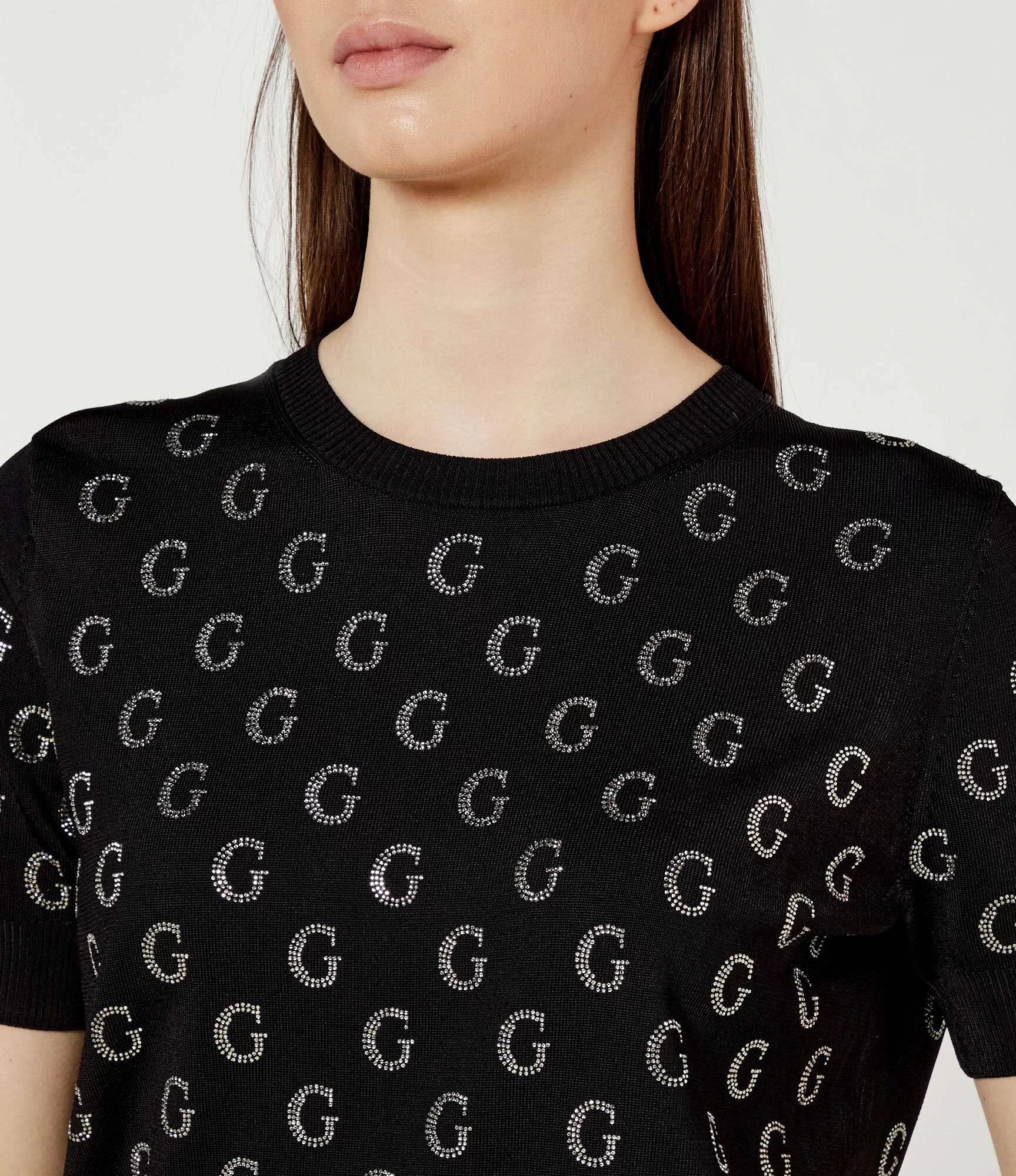 Guess Jasmıne G Cn Ss Boxy Swtr Kadın Siyah Kazak W5GR05Z3D60-JBLK