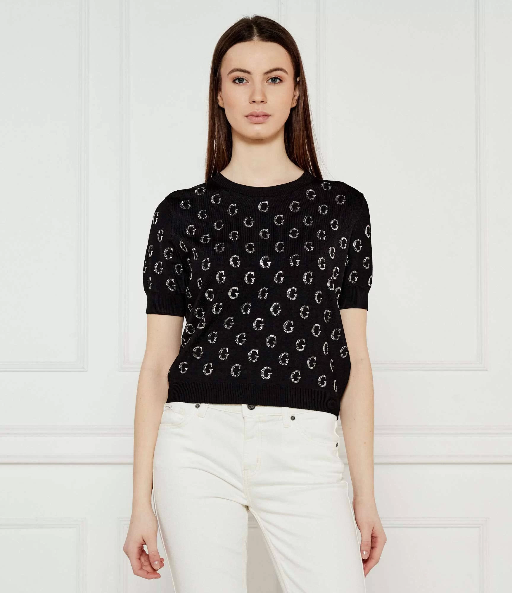 Guess Jasmıne G Cn Ss Boxy Swtr Kadın Siyah Kazak W5GR05Z3D60-JBLK