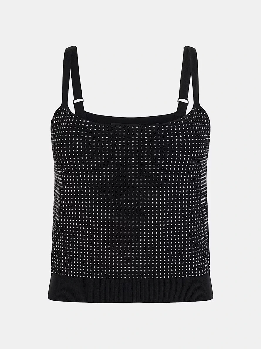 Guess Khloe Rhınestones Tank Swtr Kadın Siyah Atlet W5GR47Z3MN2-JBLK
