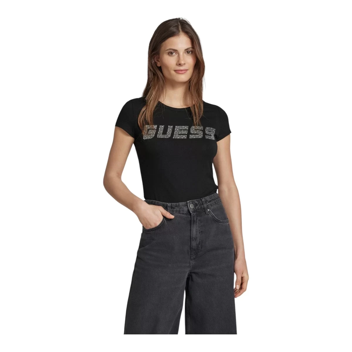 Guess New Kıara Ss T-Shırt Kadın Siyah T-Shirt V5GI20J1314-JBLK
