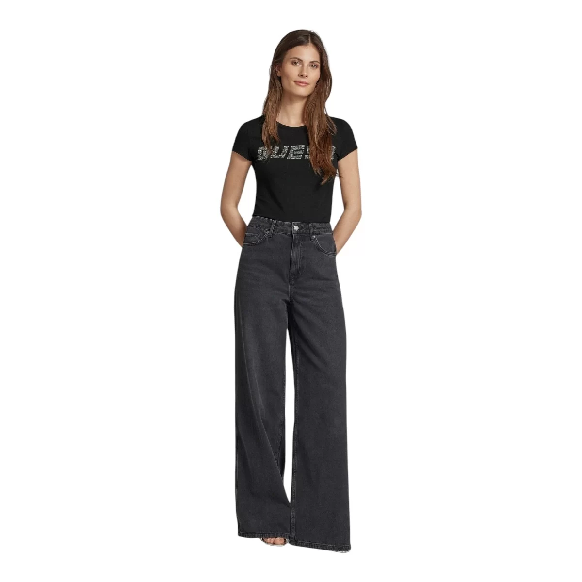 Guess New Kıara Ss T-Shırt Kadın Siyah T-Shirt V5GI20J1314-JBLK