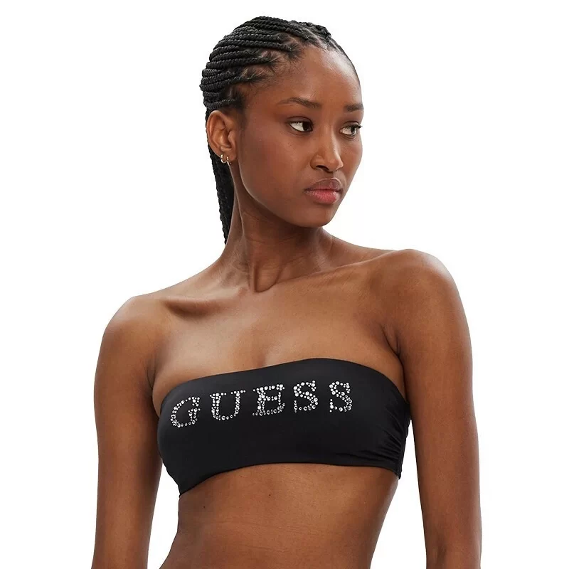 Guess Logo Rhınestone Bandeau Kadın Siyah Bikini E5GJ56LY00K-JBLK