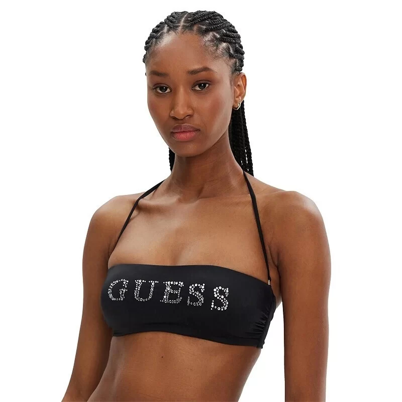 Guess Logo Rhınestone Bandeau Kadın Siyah Bikini E5GJ56LY00K-JBLK