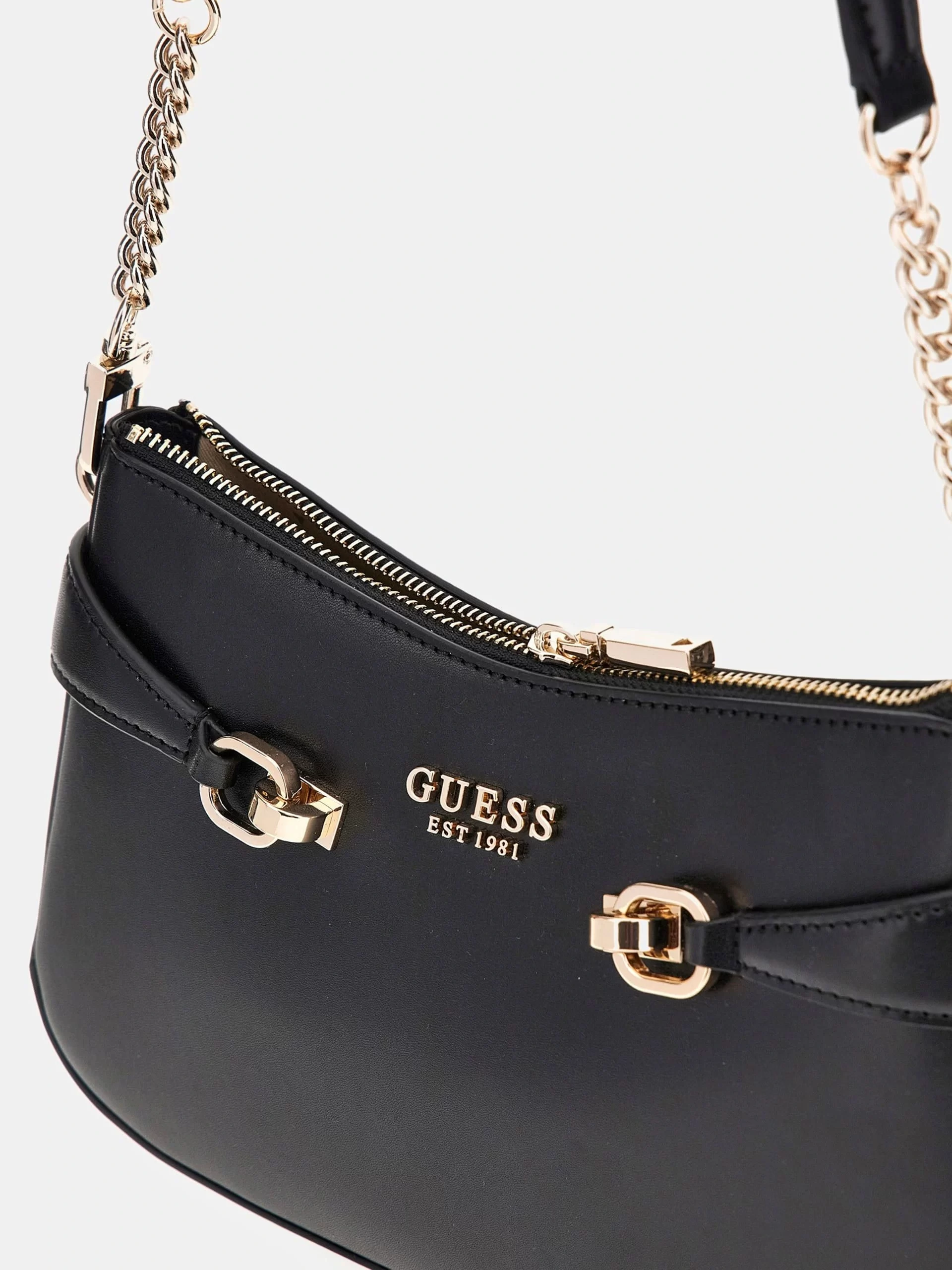 Guess Kadın Siyah Lorelei Üstten Fermuarlı Omuz Çantası