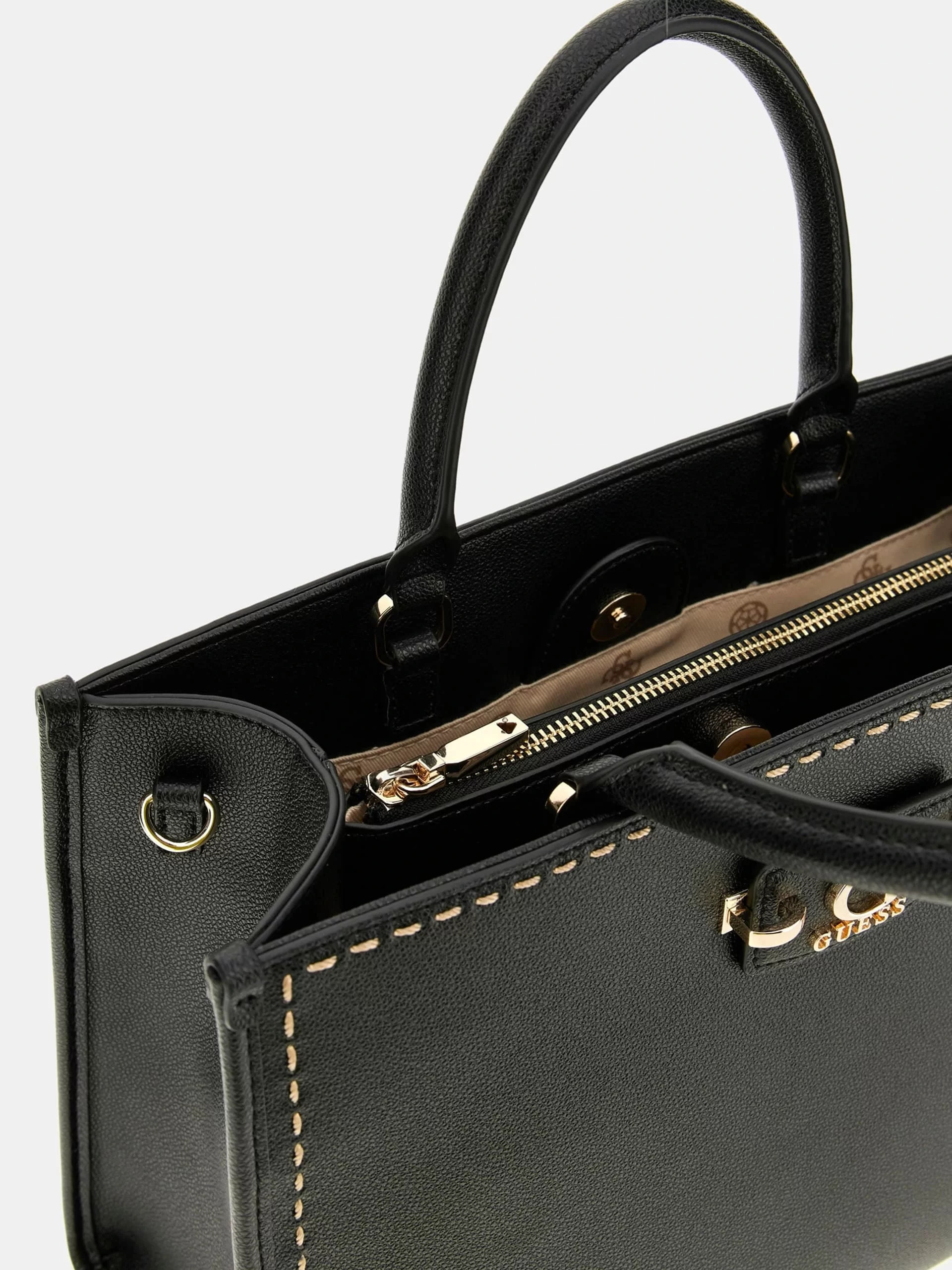 Guess Nastra 2 Comp Tote Kadın Siyah El Çantası HWBG9637220-BLA