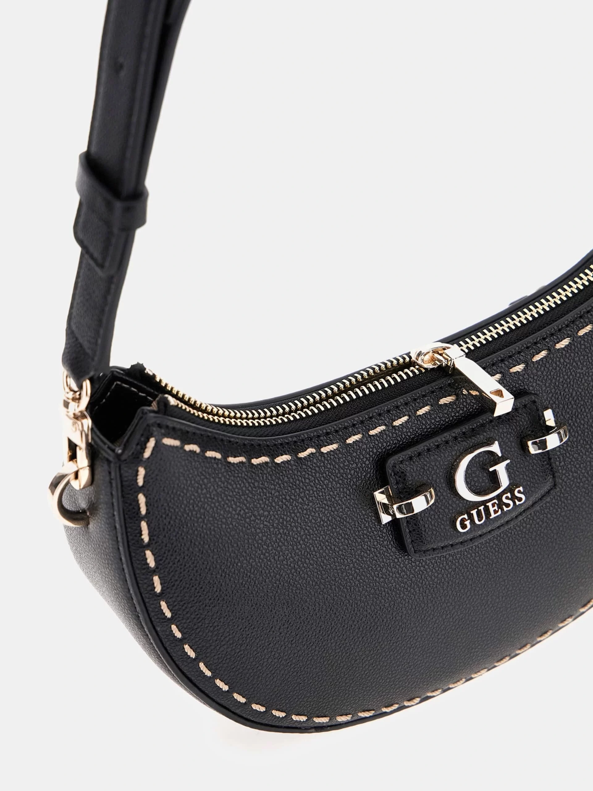 Guess Nastra Top Zıp Shoulder Bag Kadın Siyah Omuz Çantası HWBG9637170-BLA